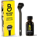 The Beard Club Derma Roller " Beard Growth Oil - Microneedling Roller with 540 Titanium Microneedles for Face, Body " Scalp - Beard Roller with Sandalwood " Cedar Beard Oil