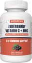 5 en 1 Suplemento de Apoyo a la Inmuna de Elderberry, Boosters diarios para adultos Antioxidantes Suplemento, Elderberry 1000 mg, Vitamina C, Zinc, Echinacea, Ginger, 300 cápsulas Vegan - 5 meses