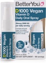 BetterYou D1000 Vegan Vitamina D Oral Spray - Ideal Alternativa para Tabletas - Plant-Origin - Promueve Huesos fuertes, dientes y sistema inmunológico - Ayuda en la absorción de calcio - 100 dosis diarias - 0,5 oz