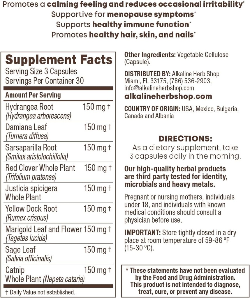 Alkaline Herb Shop Su Suplemento 90 cápsulas (Her Wellness)