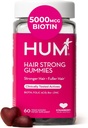 HUM Hair Strong Daily Hair Growth Gummies with Biotin, Zinc, Vitamina B12 para apoyar el crecimiento, ácido fólico &amp; vitamina B12 Gummy Vitaminas para el cuidado del cabello saludable para mujeres y hombres, 60 Gummies