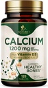Calcio 1200 mg con vitamina D3 - Suplemento de salud ósea, vitamina D &amp; suplementos de calcio para hombres de mujer - fuerza ósea, dientes &amp; soporte inmunológico, píldoras de calcio de la naturaleza, embotellado en EE.UU. - 120 Tabletas