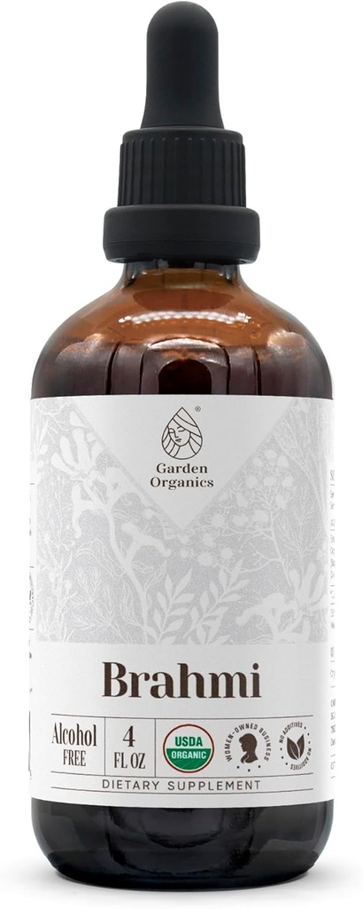 Brahmi USDA Orgánica ← Extracto libre de alcohol, gotas herbales orgánicas, Suplemento TENIDO Tintura Hecho de Brahmi orgánico 100% certificado (Bacopa Monnieri) Herb seco 4 oz