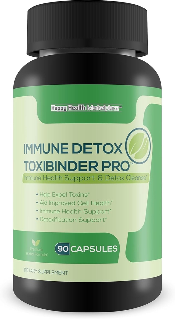 Immune Detox Toxibinder Pro - Detox &amp; Immune Support Supplement - Help Expel Toxins - Natural Detox Cleanse - Psyllium, Vitamina C, Ginger, Zinc, Dandelion Root - Full Body Detox Immune Boost Support