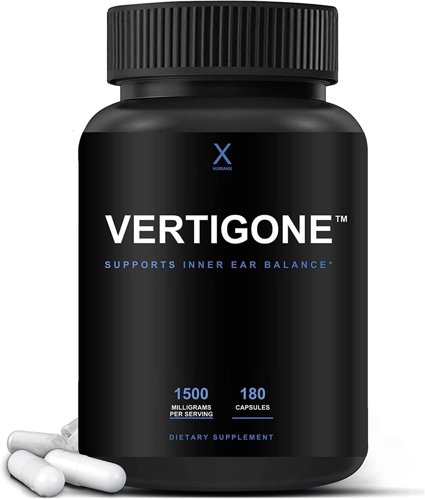 HUMANX VertiGone - Alivio del Vertigo - Ingredientes Temporales - Antiguo Natural Inner Ear Balance Suplemento - Alivia los mareos, Nausea, Spinning " Swaying Sensations - Non GMO - Dizzy Aid Pills