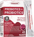 ZEBORA Probiotics-for-Women 100-Billion-CFUs with Prebiotics, D-Mannose & Cranberry for Digestive, Immune, Feminine UT Health Support, Ultimate Probiotic Women's Care, Soy & Gluten Free, 45 Packets