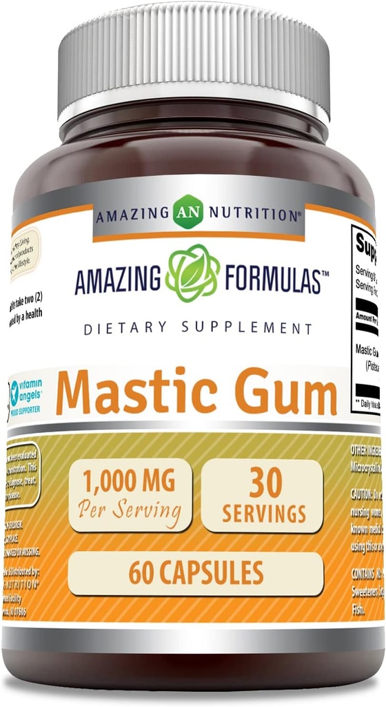 Impresionantes Fórmulas Mastic Gum 1000 Mg Silenciosos Capsules Suplemento Silencio No Gluten-Free Silencio Hecho en EE.UU. (1 Pack Silencio 60 Cuenta)