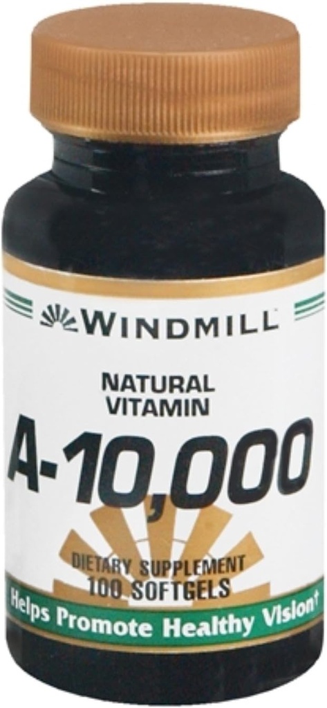 Vitamina A 10,000 U Softgels 100 Gels blandos (Pack de 2)
