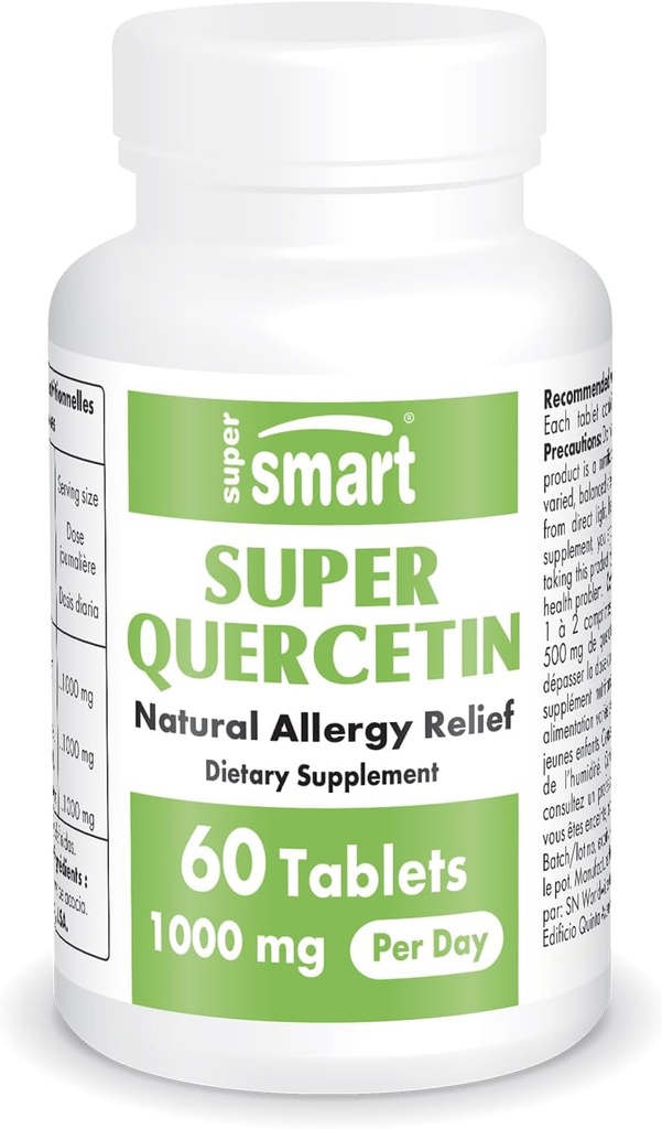 Supersmart - Super Quercetin 1000mg por día (Patented QU995) - Suplemento de Quercetina de Alta Pureza - Bioflavonoides Naturales ANTE No GMO &amp; Gluten Gratis - 60 Tablets