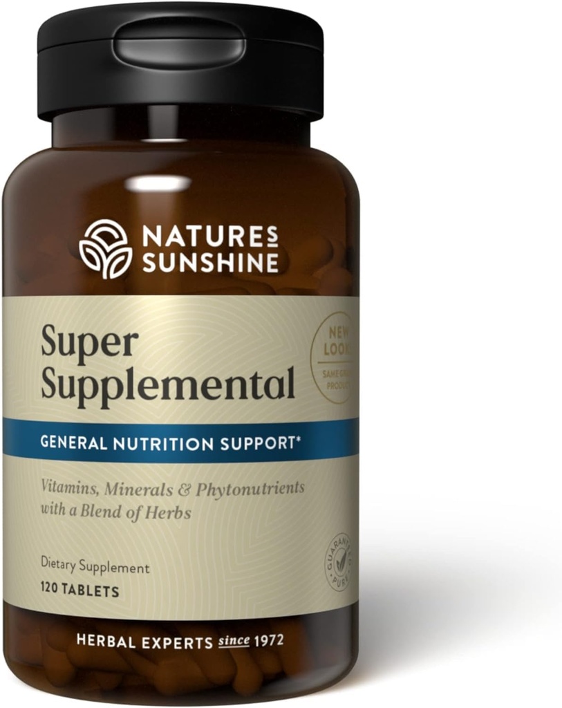 Sunshine Super Supplemental: Complete Multivitamin with Minerals, Antioxidants &amp; More for Nutritional Gaps, General Health, Immune & Energy Support. 120 Tabs