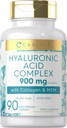 Complejo de ácido hialurónico de Carlyle 900 mg TENIDO con Collagen y MSM TEN 90 cápsulas TENIDO NO GMO, Gluten Suplemento gratuito