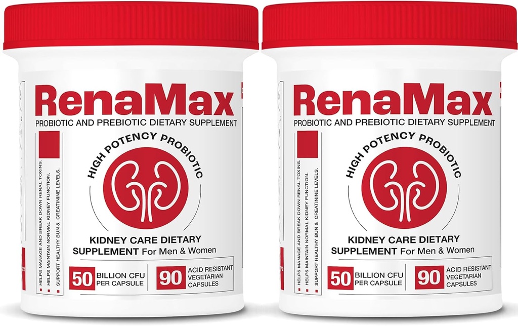 Capsule Kidney Restores & Kidney Care Supplement - Probiotic & Prebiotic Supplement to Support Normal Kidney Function - 50 Billion CFU per Capsule - Made in U.S.A (180 Caps (2 Pack))