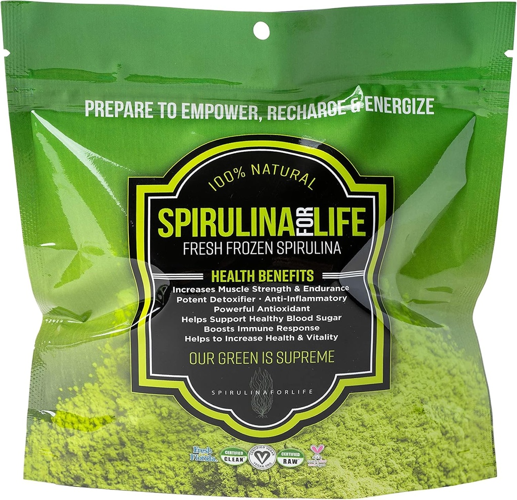 Spirulina 14 Stick Pack Day Supply Live Flash Frozen 100% Pure Grown en Alkaline Water Grown, Harvested and The USA Most Complete Super Food Natural Multivitamin