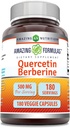 Amazing Formulas Quercetin Berberine - 250mg Berberine y 250mg Quercetin, 180 Veggie Capsules Suplemento ← Non-GMO ANTE Gluten Free ← Hecho en EE.UU.