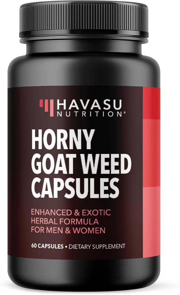 Horny Goat Weed Capsules for Men &amp; Women - Extra Strength Performance & Energy Support with Tongkat Ali, Muira Puama, and Saw Palmetto - 1 Month Supply Herbal Supplement for increased Endurance