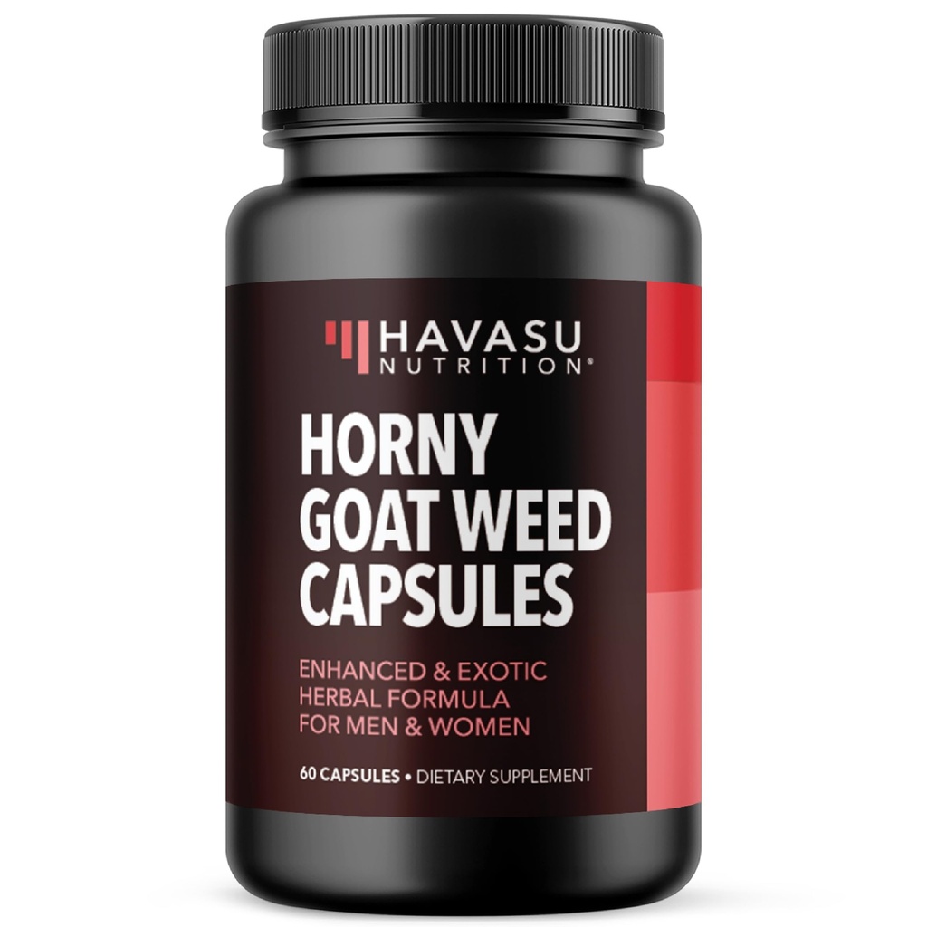 Horny Goat Weed Capsules for Men &amp; Women - Extra Strength Performance & Energy Support with Tongkat Ali, Muira Puama, and Saw Palmetto - 1 Month Supply Herbal Supplement for increased Endurance