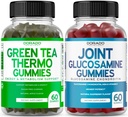 Green Tea Fat Burner Weight Loss (60 Gummies) Appetite Suppressant Weight Loss Supplement for Men & Women and Glucosamine Chondroitin Joint Supplement (60 Count) Joint Supplements for Adults