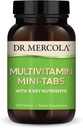 Dr. Mercola Multivitamin Mini-Tabs, 30 Servings (300 Tablets), con 8 Nutrientes clave, Suplementos dietéticos, Apoyo a la Salud Inmune y Cerebro, No GMO