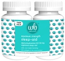 Wellness Basics Sleep Aid ← Maximum Strength Diphenhydramine HCl 50 mg  Non-Habit Forming ← Twin Pack -192 Total Softgels for Restful Sleep