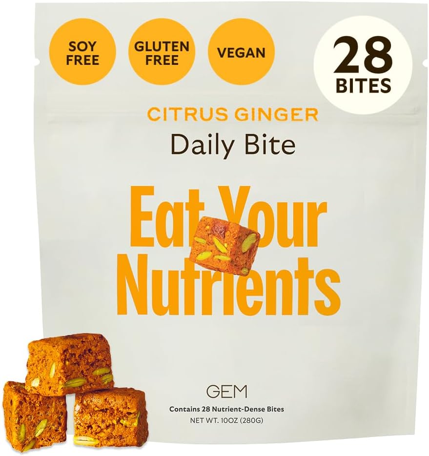 GEM Daily Multivitamin for Women &amp; Men, 20+ Vitaminas &amp; Minerals zinc, Vitamina D, B, K, Folic Acid, Turmeric, Beta Glucan GLP-1 booster, Supports Gut, Skin, Brain, Immunity (Citrus Ginger, 28 Servings)