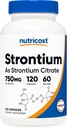 Nutricost Strontium Capsules 750mg, 120 Capsules - Vegetariano, No GMO, Gluten Free