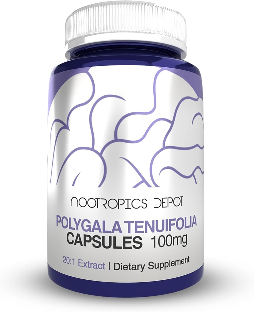 Nootropics Depot Polygala tenuifolia Capsules Ø 100mg Silencio 180 Cuenta Silencio 20:1 Extracto Silencio Yuan Zhi Silencio promueve Función Cognitiva, Aprendizaje y Memoria TENIDO Apoyos Niveles de estrés saludable Ø Adaptogen Suplemento
