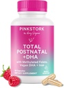 Vitaminas Postnatales Totales para Mujeres con DHA Vegano, Hierro, Folato y Vitamina B12, Esenciales de Recuperación Postparto, Suplemento diario para las madres de lactancia - 1 Mes de Suministro