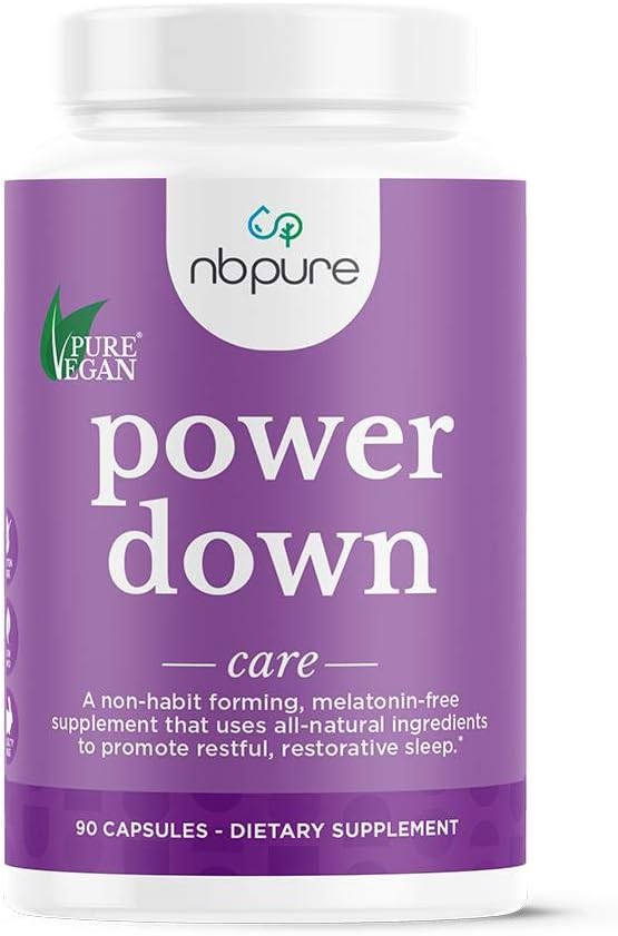 nbpure Power Down Suplemento de sueño, Melatonin- Gratis, 90 Cuenta
