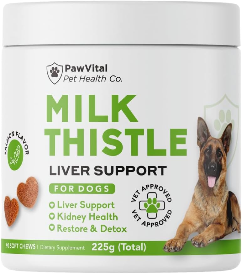 Leche Thistle for Dogs - Max Strength Liver Support Chews, Wild Alaskan Salmon Oil " Curcumin - Kidney Detox " Hepatic Support Chews Made with Real Chicken, Choline " NAC