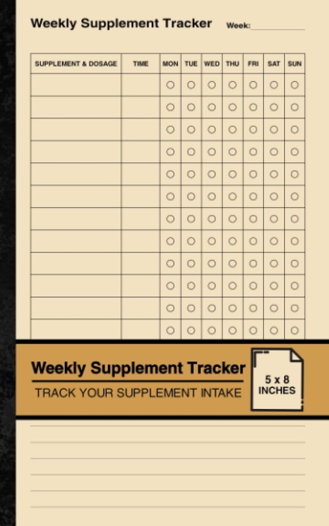 Seguimiento del suplemento semanal: Simple Suplemento Log book ← Seguir su suplemento tención