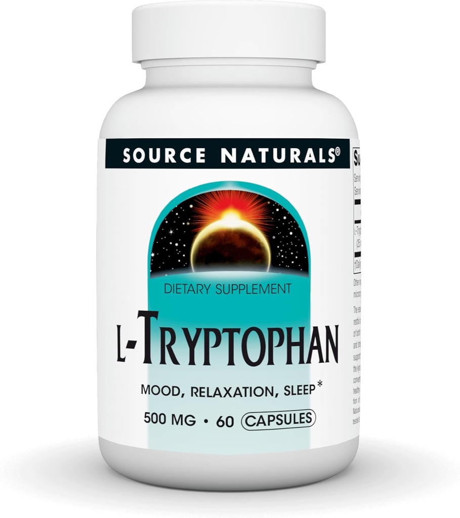 Fuente Naturales L-Tryptofan, para Mood, Relax y Dormir*, 500mg - 60 cápsulas