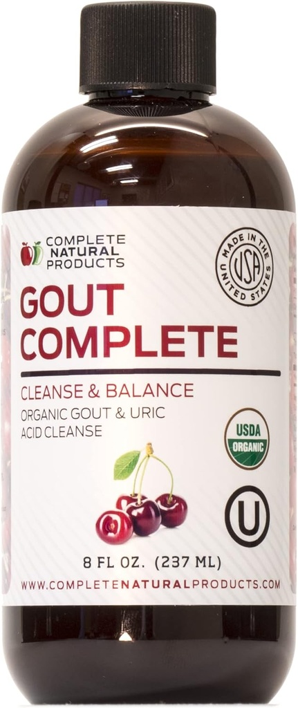 Productos naturales completos Uric Acid Complete - 8oz Suplemento líquido para apoyar la limpieza del ácido úrico, la salud del riñón " Circulación con vinagre de manzana, cereza de tarta " .