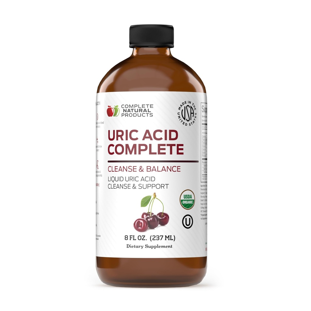 Productos naturales completos Uric Acid Complete - 8oz Suplemento líquido para apoyar la limpieza del ácido úrico, la salud del riñón " Circulación con vinagre de manzana, cereza de tarta " .