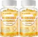 Magnesio Glycinate Gummies 1000mg - Suplemento de Potasio de Magnesio Libre de Azúcar con Vitamina D, B6, CoQ10 para calma Mood &amp; Sleep Support - 120 Orange Gummies 2 Pack