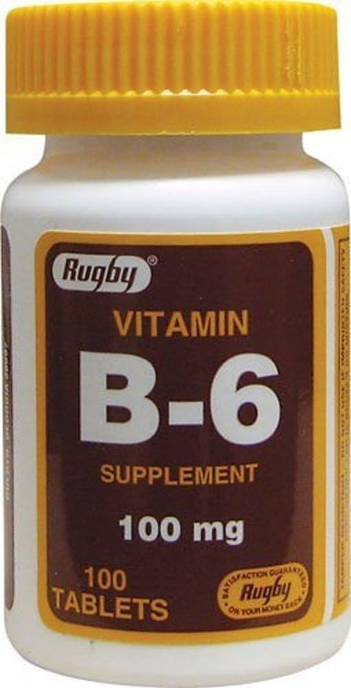 Caucho vitamina B-6 Tabletas, 100 mg, 100ct (3 Pack)