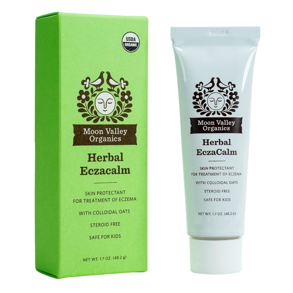Moon Valley Organics Eczacalm, Eczema y Psoriasis Cream, Herbal Skincare Ointment for Dry and Itchy Skin, Lotion with Colloidal Oats, Beeswax, and Aloe Vera, 1.7 oz