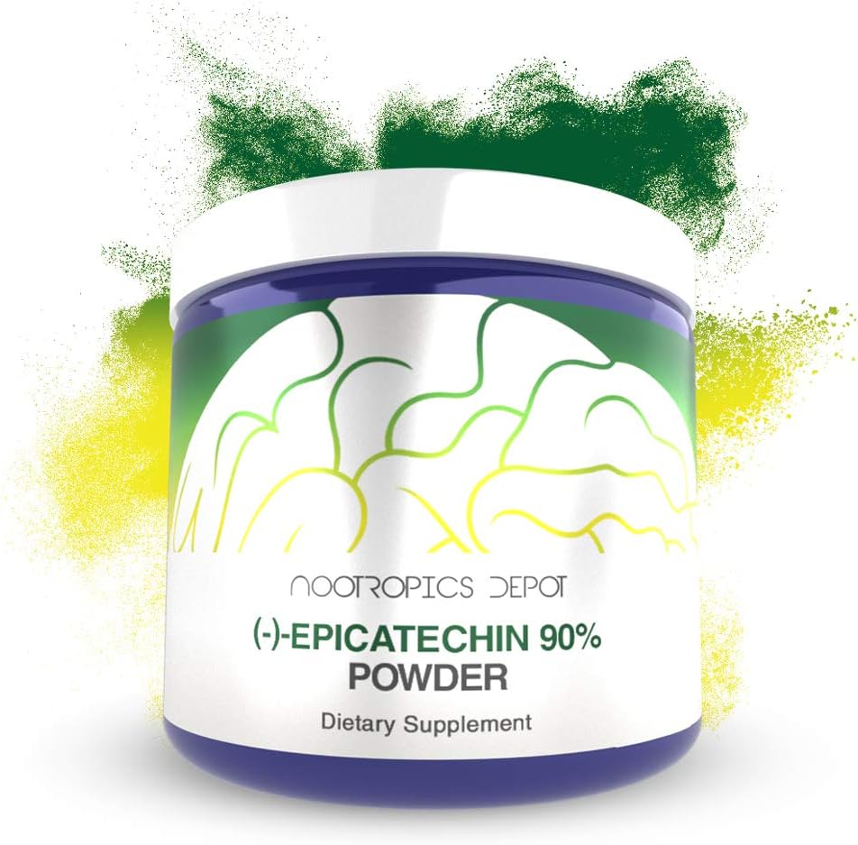 Epicatechin 90% Polvo Silencioso 25 Gramos Silencio (-)-epicatechin Silencio promueve la salud cardiovascular tóxica promueve la fuerza y la función muscular