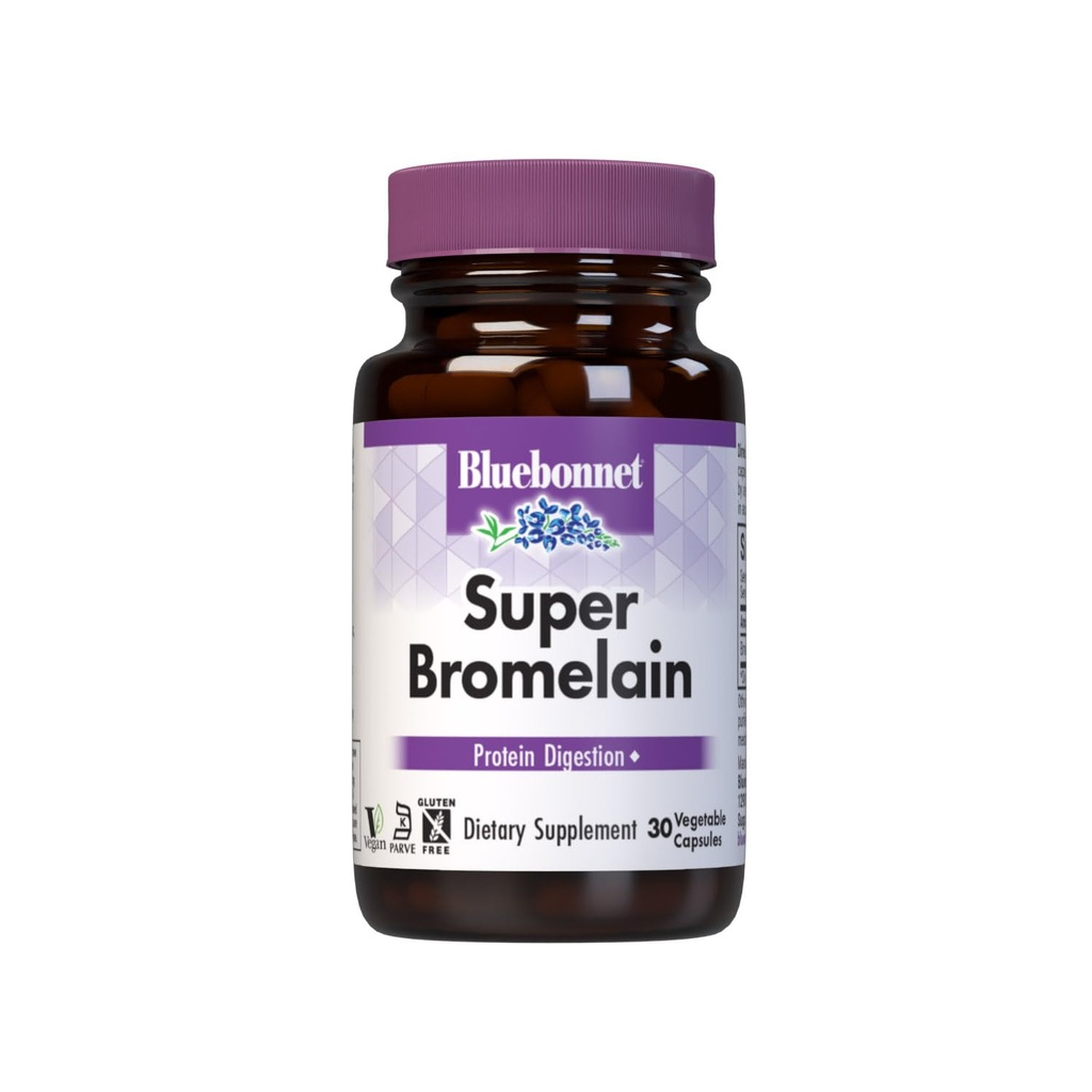 Bluebonnet Super Bromelain Vegetarian Capsules, Pineapple, 500 mg, 30 Count
