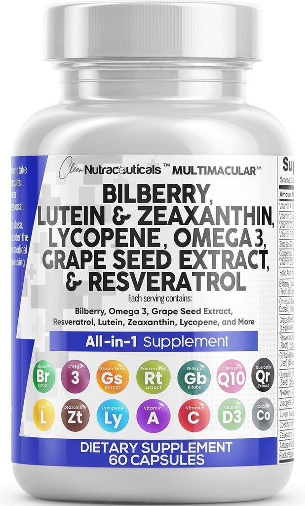 Licopene 40mg Resveratrol Grape Seed Astaxanthin for Eyes - Cuidado de los ojos Salud Atención al ojo Vitamina y Suplemento Mineral