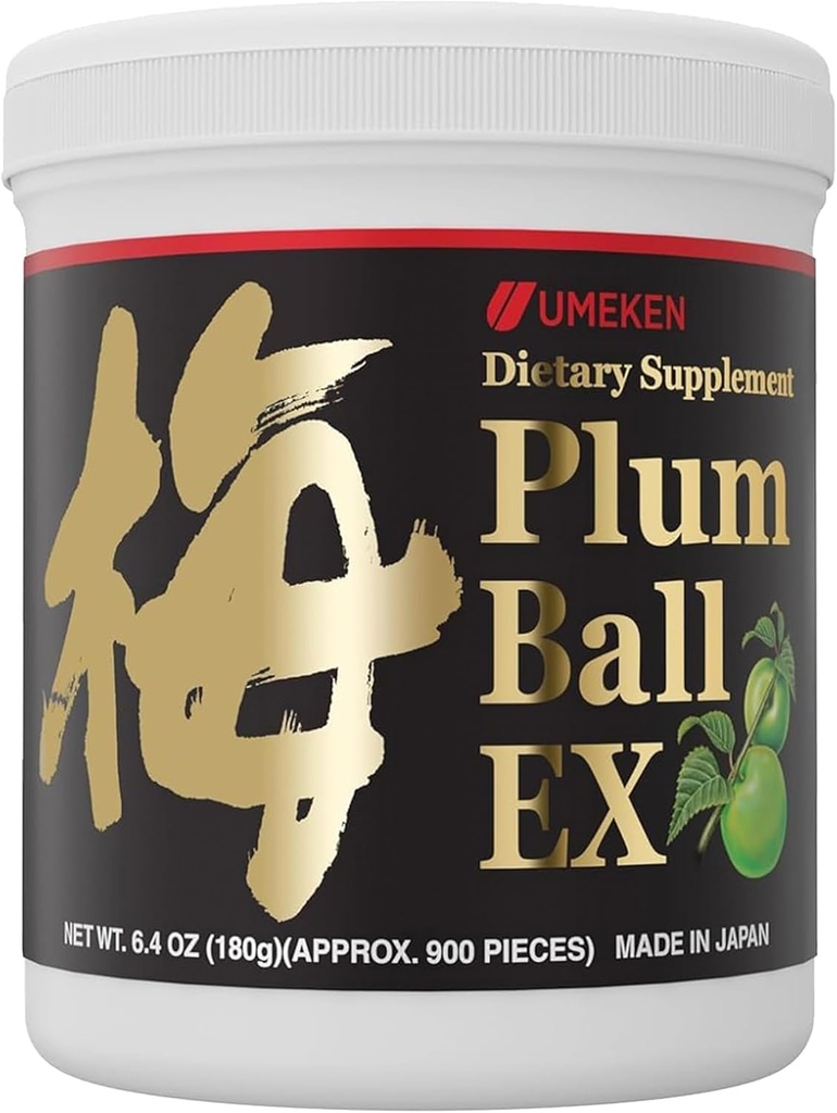 Bola de Plum Umeken EX, Extracto Concentrado con Antioxidantes, Ácido cítrico y Mumefural, Suplemento diario, Extracto de Plum Verde Japonés, Suministro de 3 meses, 6.4oz, Botella de 180g, Pack de 1