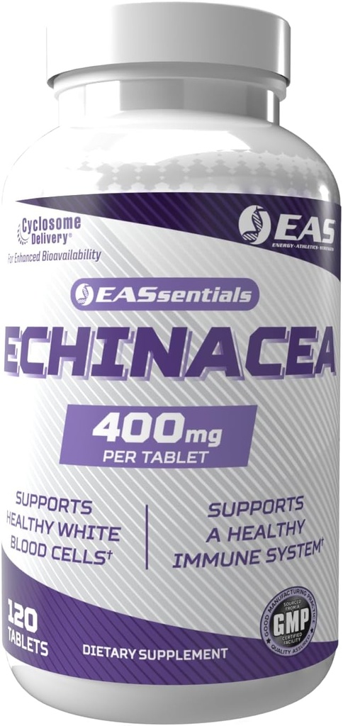 EAS Experimental and Applied Sciences Echinacea 400mg ← Tri Blend Formulation  Immune &amp; Respiratory Support ← Gluten Free, Non GMO ← Mejor Absorción con Cyclosome Delivery ← 120 Tablets