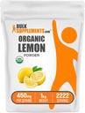 BulkSupplements.com Polvo de limón orgánico - Fuente de vitamina C natural, Polvo de frutas, Sabor de limón - Gratuito de gluten, 450 mg por ser, 1kg (2,2 libras) (Pack de 1)