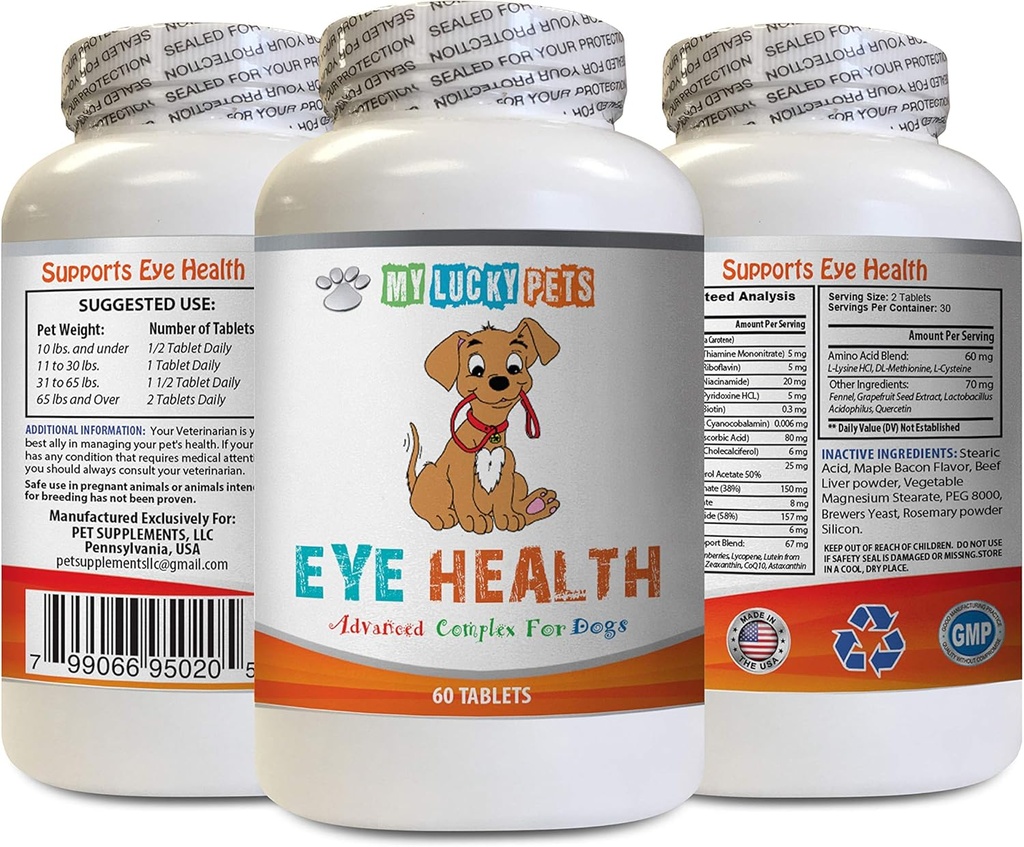 Immune Booster - Dog Eye Health - Advanced Formula - Beneficios de la visión - Immune Support - Vitaminas para perros para la piel y la carne - 1 Botella (60 Treats)