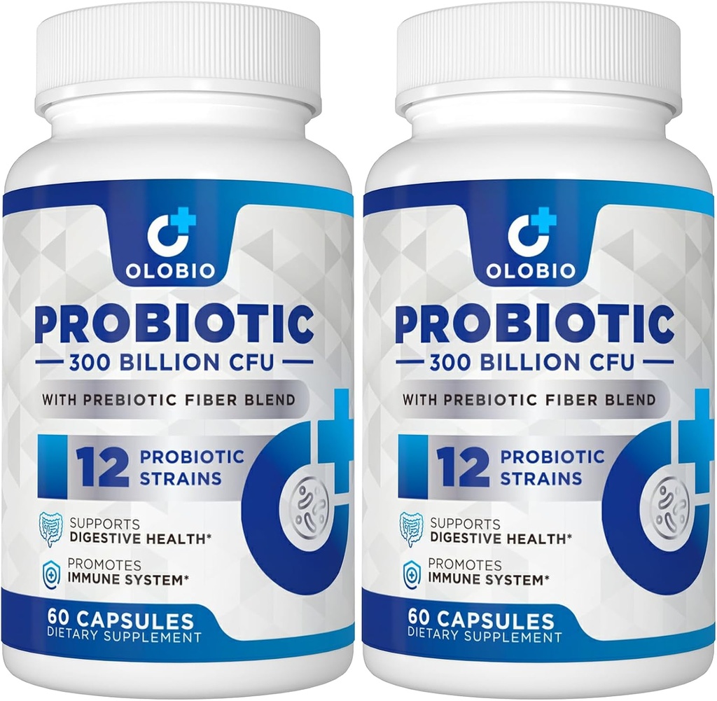 300 Billones CFU Probiótico, 12 Estrechos con 3 Prebióticos Orgánicos, Probióticos para Mujeres y Hombres, Suplemento diario para Salud Digestiva, Inmune, Gut &amp; Bloating, Estable, Vegan, 120 Condes