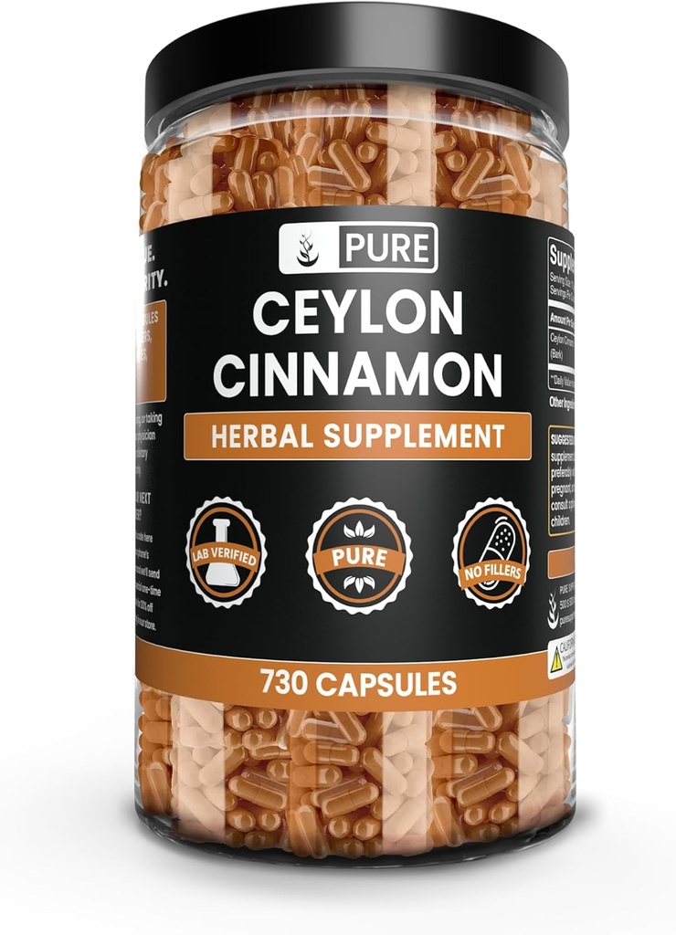 PURE ORIGINAL INGREDIENTES Ceylon Cinnamon (730 capsules) No hay magnesio o rifles de arroz, siempre puro, lab verificado