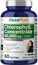 NusaPure Chlorophyll 200:1 Extracto, 400 mg Equivalente a 80.000mg 60 Veggie Caps (Equivalente 80000mg por Serving, Non-GMO, Vegan) Sodium Copper Chlorophyllin