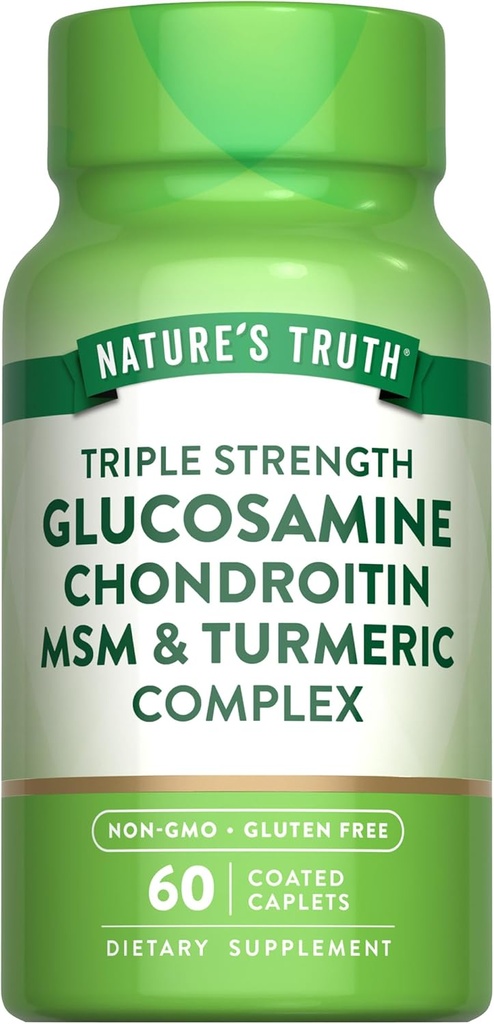 Verdad de la naturaleza Glucosamine Chondroitin MSM Complex ← 60 Caplets  durable with Turmeric  sometida Triple Strength Formula ← Non-GMO y Gluten Free Supplement