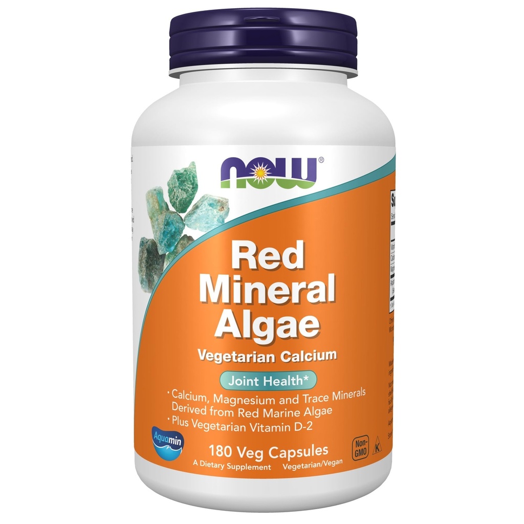 AHORA Suplementos de alimentos, Algas Minerales Rojas Plus Vitamina D-2, Salud Conjunta*, 180 cápsulas de Veg