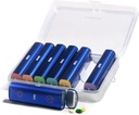 Metal organizador semanal de píldoras 2 veces al día, aleación de aluminio caja de píldoras de viaje portátil 7 día, PM Twice Daily Pill Case for Vitamin, Medicine, Supplement, Fish Oil