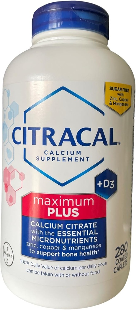 Cápsulas de Citrato de Calcio Citracal (Maximum Plus) + D3 1Pack (280 ct.) (Paquete puede variar)
